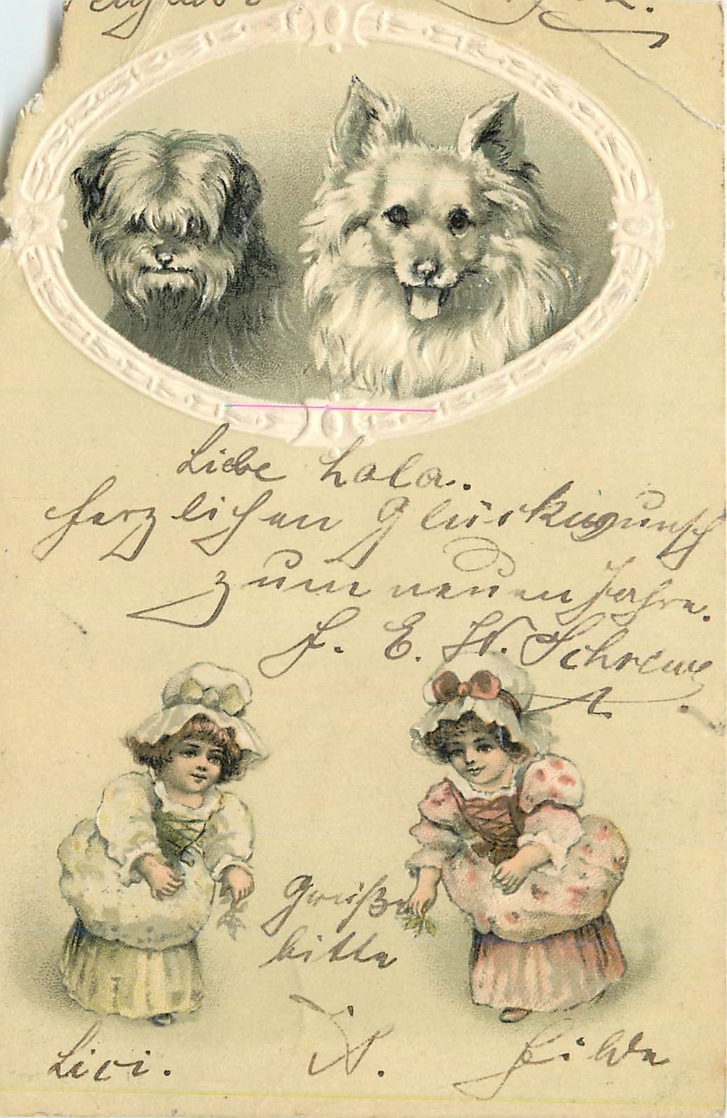 CPA Chiens Enfants