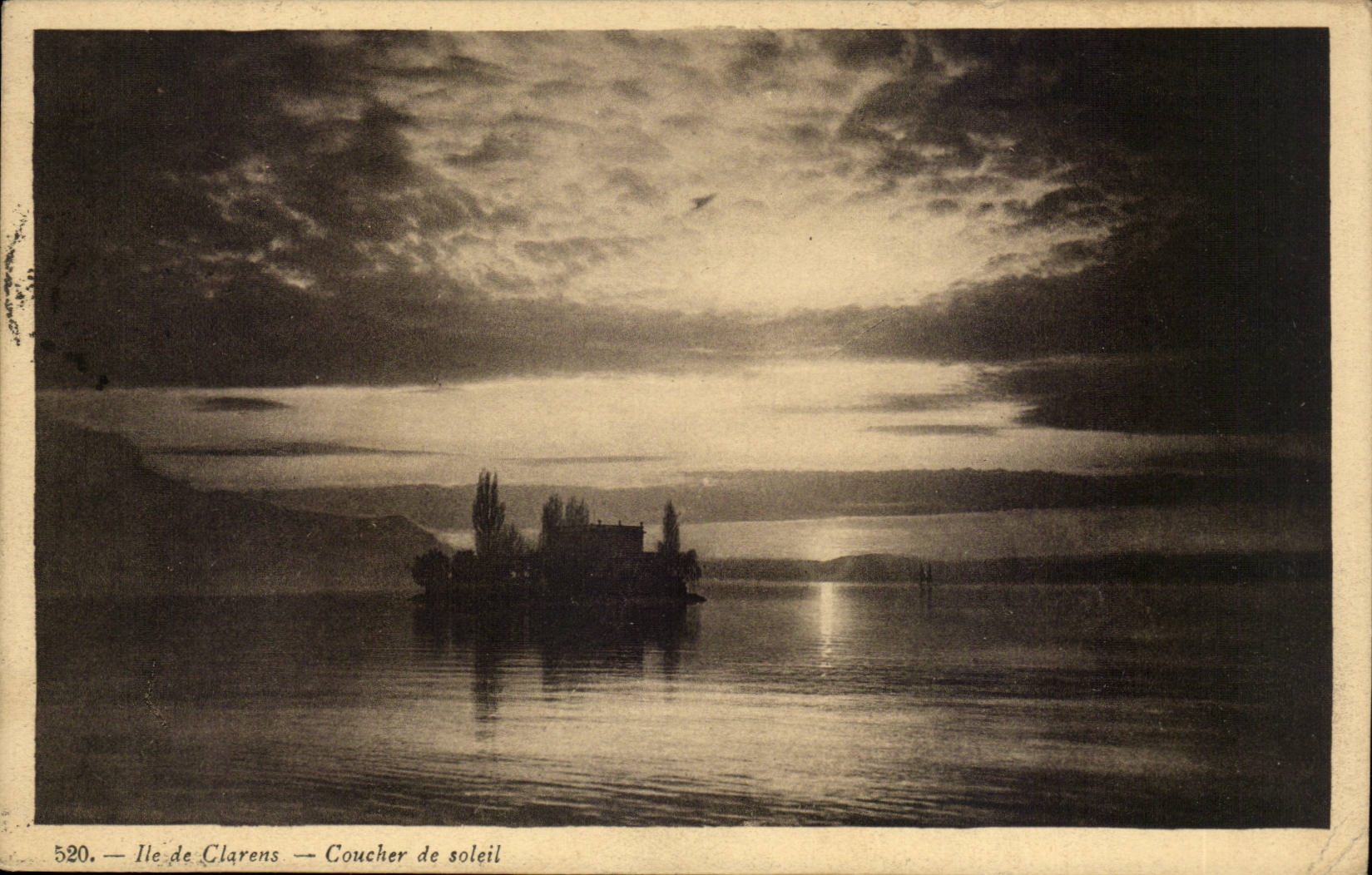 CPA Suisse Ile de Clarens Coucher de soleil