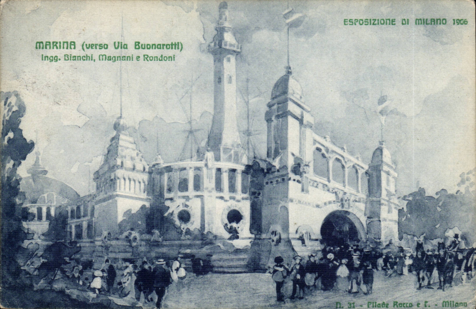 CPA Italy Italia Marian back Via Buonarotti Esposizione de Milano 1906 (with label exposure)