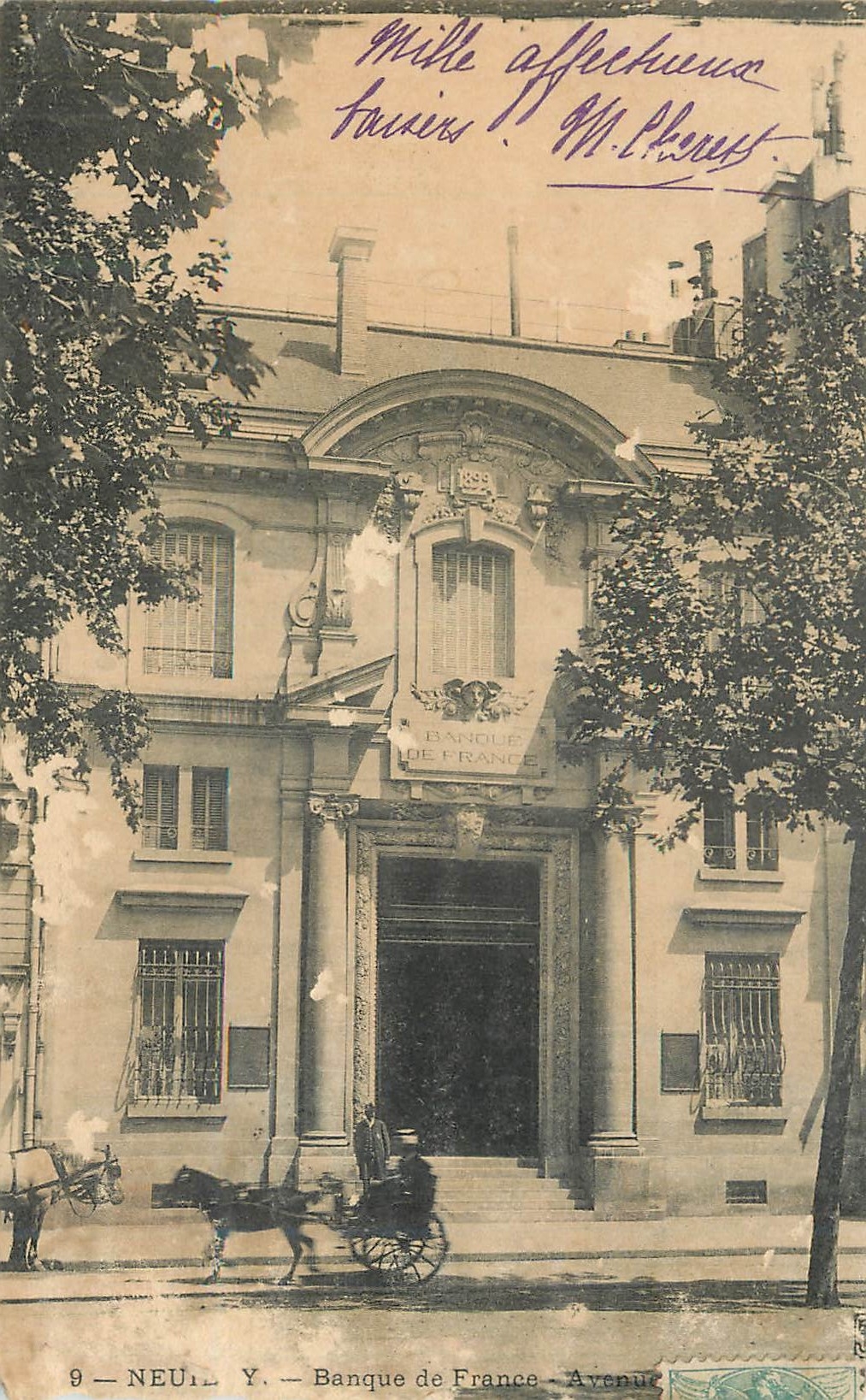 CPA Neuilly Banque de France Avenue