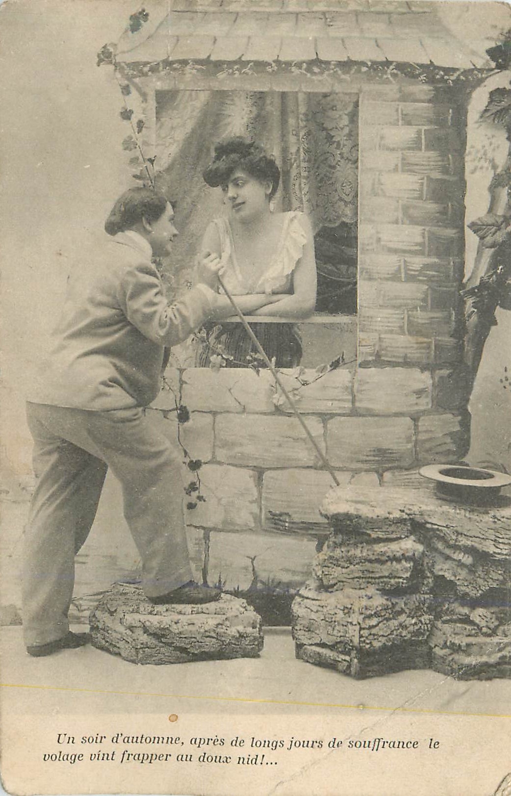 CPA Un Soir d'Automne apres de Long Jours de Souffrance Le Volage Vin Frapper au Doux Nid