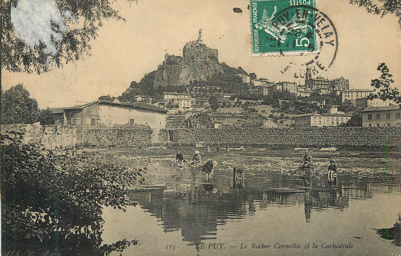 CPA le Puy le Rocher Corneille et la Cathedrale