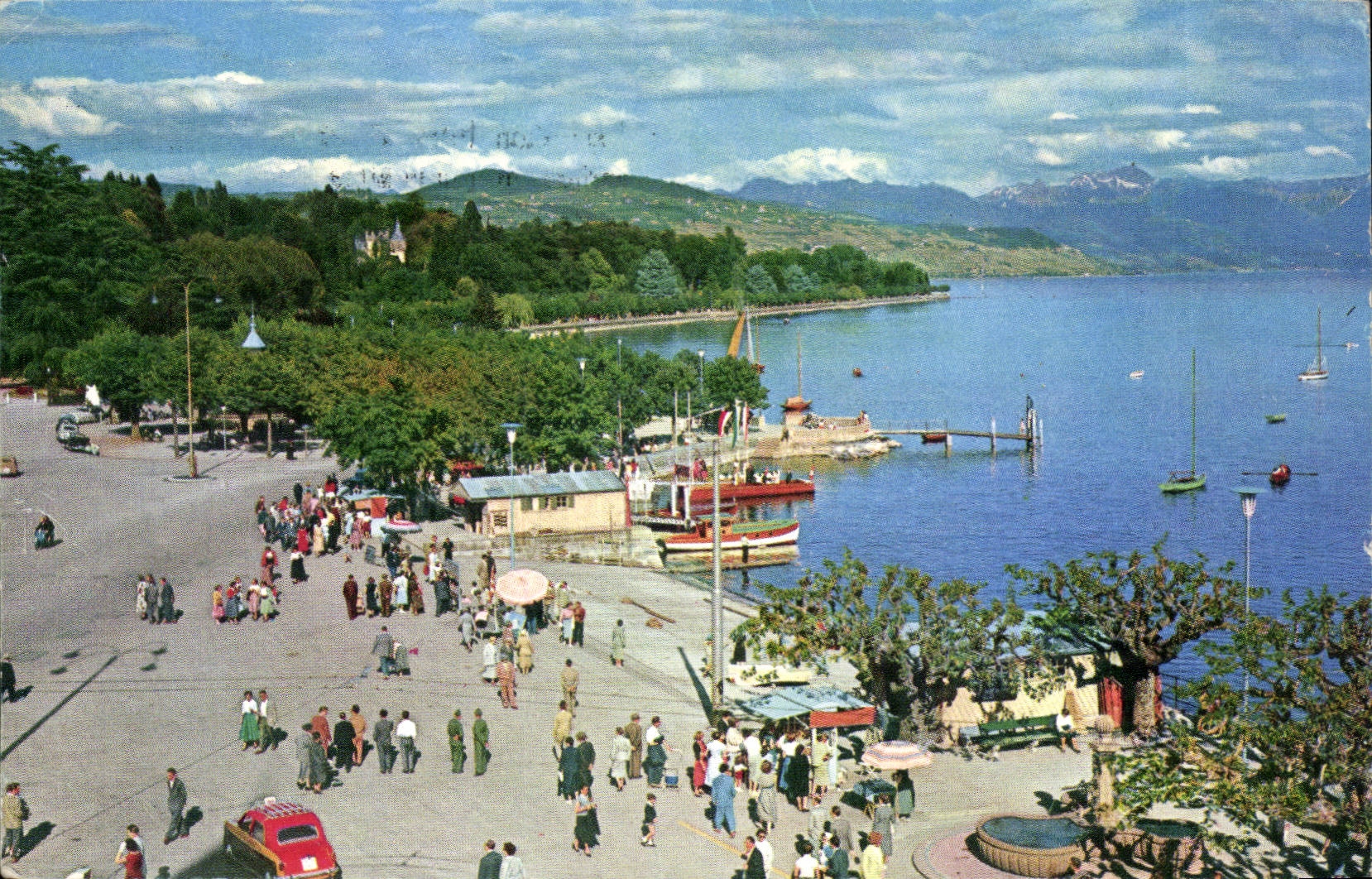 CPA Suisse Lausanne Ouchy Ses quais et les Alpes vaudoises