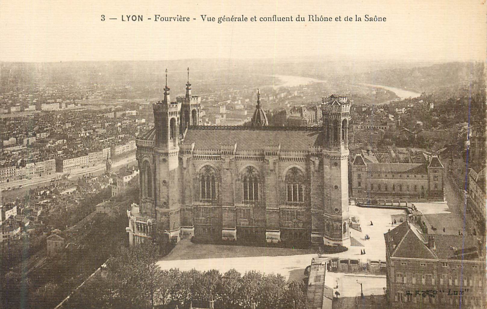 CPA Lyon Fourviere Vue Generale et Confluent du Rhone et de la Saone