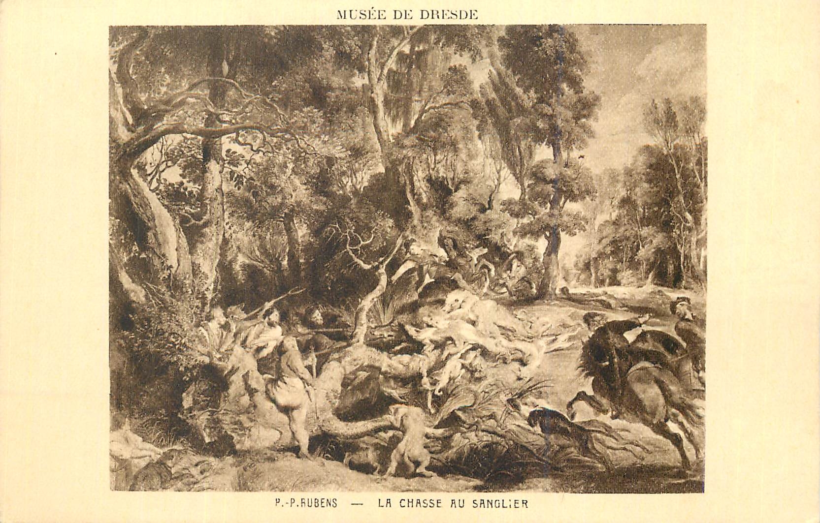 CPA Musee de Dresde P P Rubens La Chasse au Sanglier