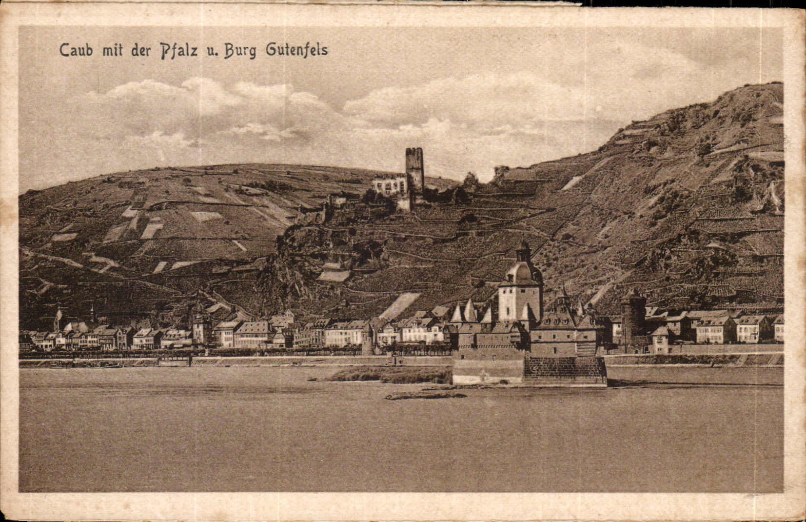 Caub put der Pfalz und Burg Gutenfels-CPA