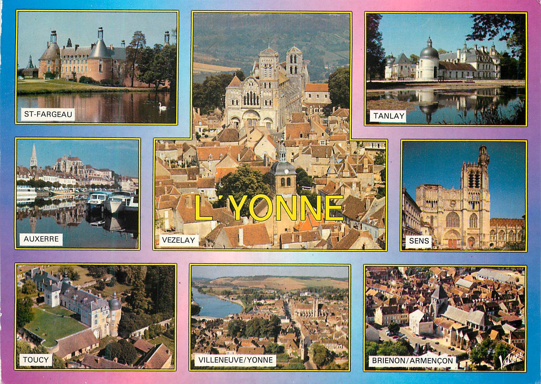 CPM Les Merveilles de L'Yonne St Fargeau Tanlay Auxerre Vezelay Sens Toucy Villeneuve sur Yonne Brienon Armancon