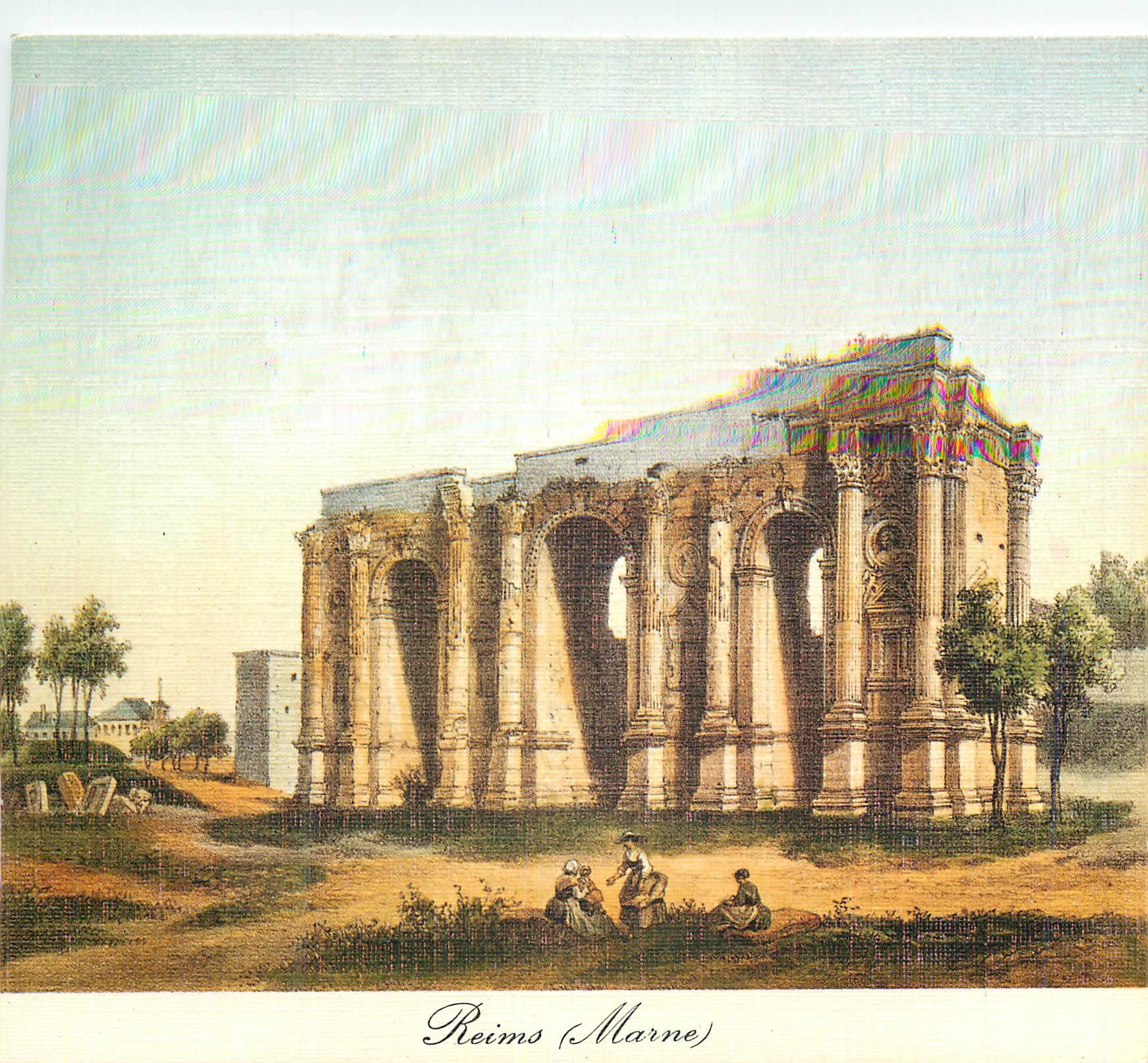 CPM Reims Marne Au Temps Jadis Vue de l'Arc de Triomphe Romain