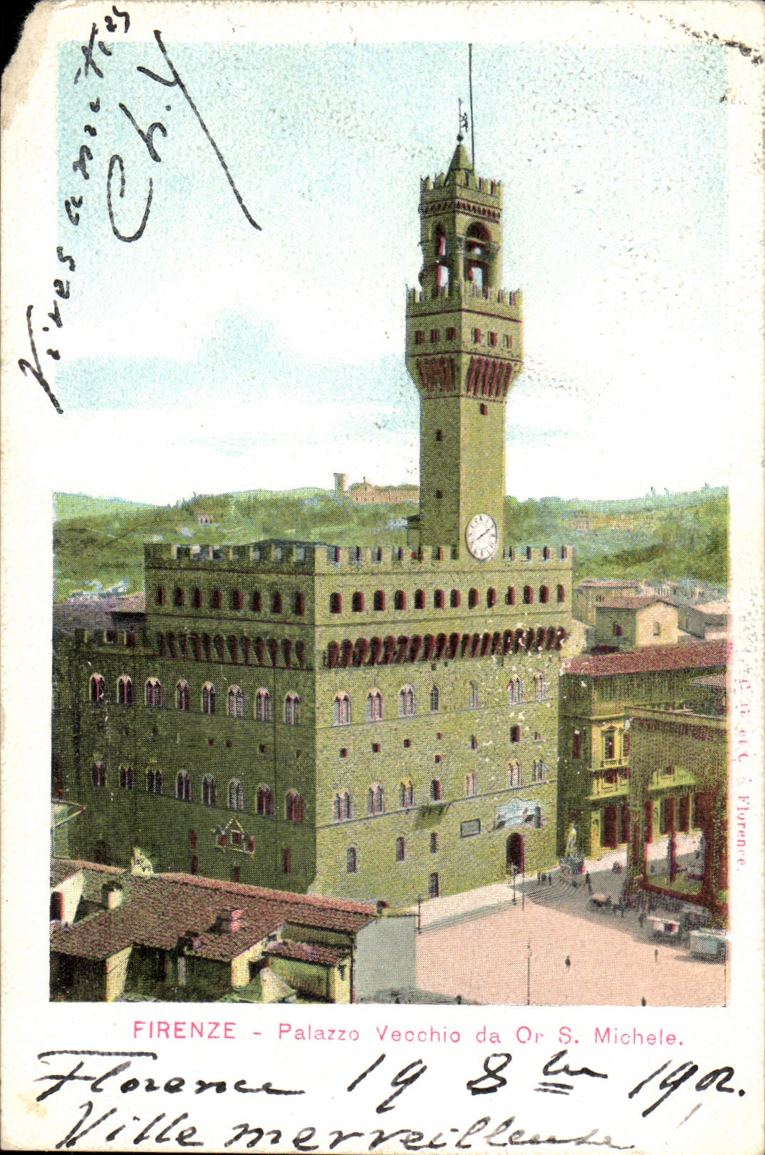 CPA Italy Italia Firenze Palazzo Vecchio da One S Michele