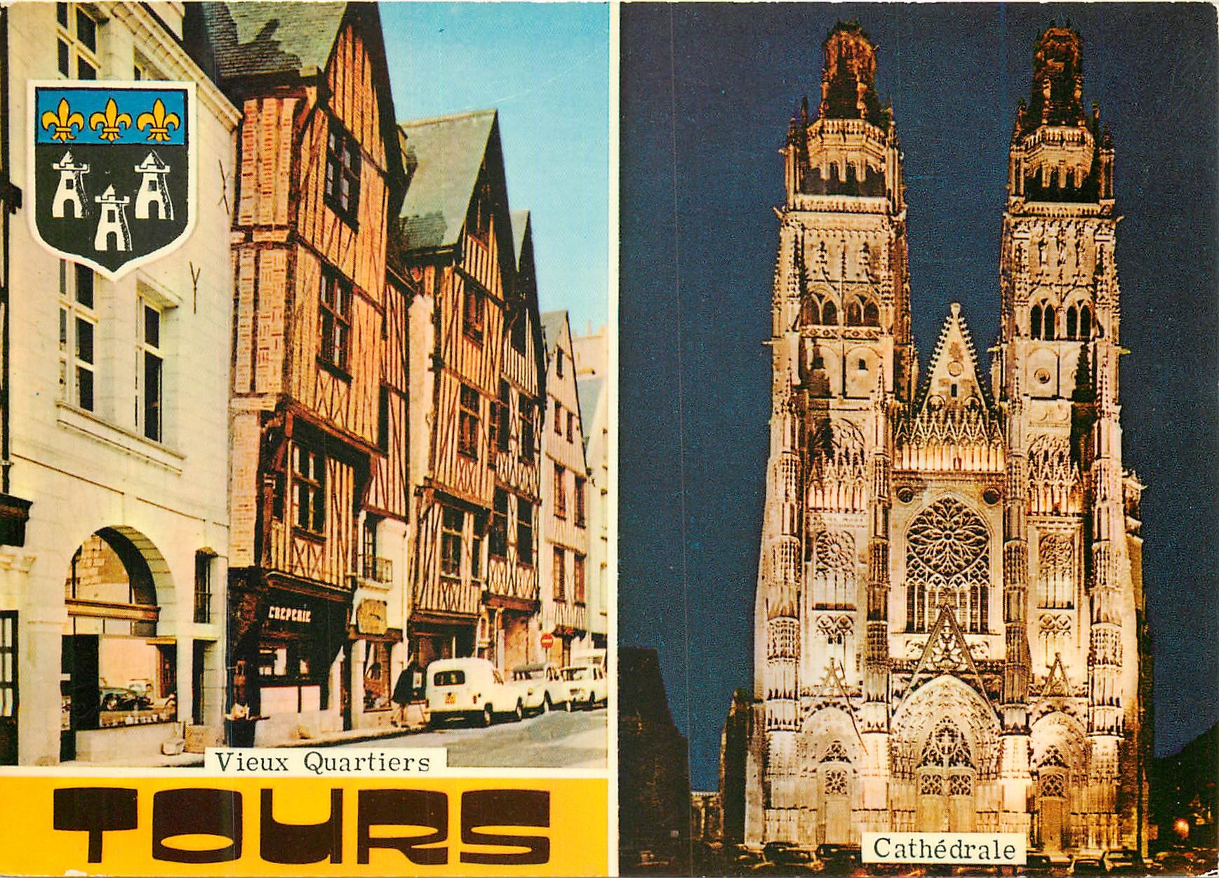 CPM Tours Indre et Loire Vieux quartiers Cathedrale
