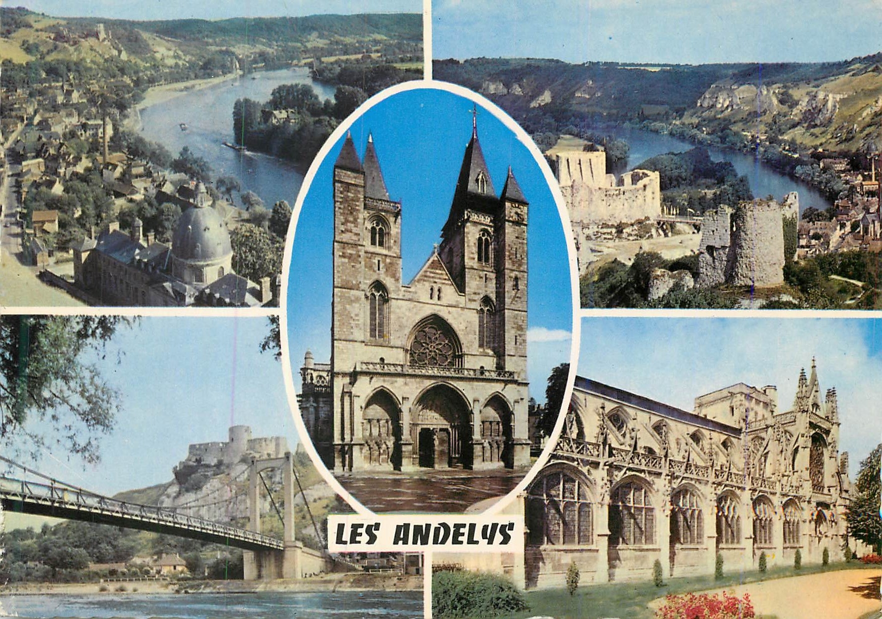 CPM Les Andelys Eure Vallee de la Seine Vue generale L Eglise Le Chateau Gaillard 