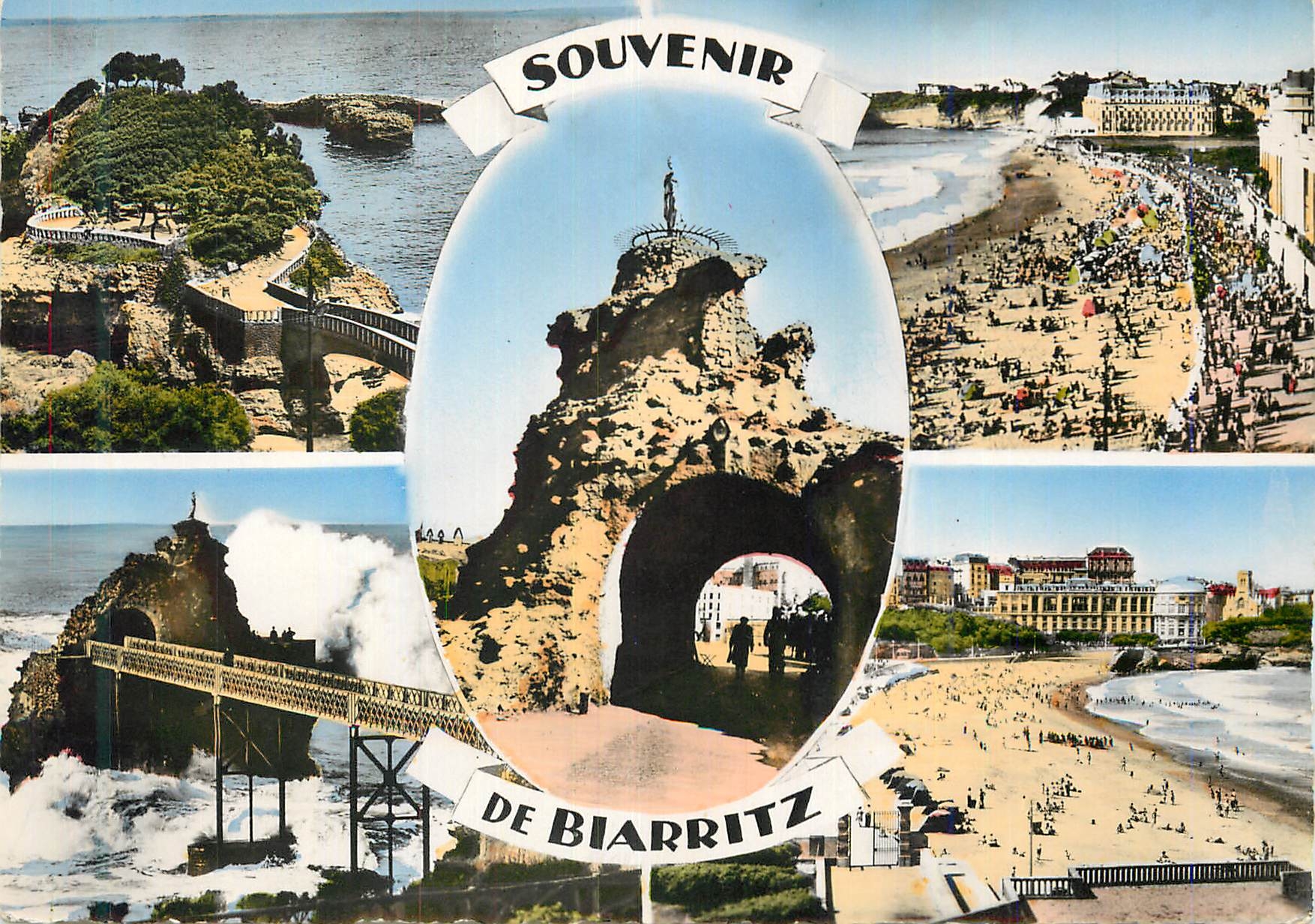 CPA Souvenir de Biarritz Grande Plage Rocher de la Vierge