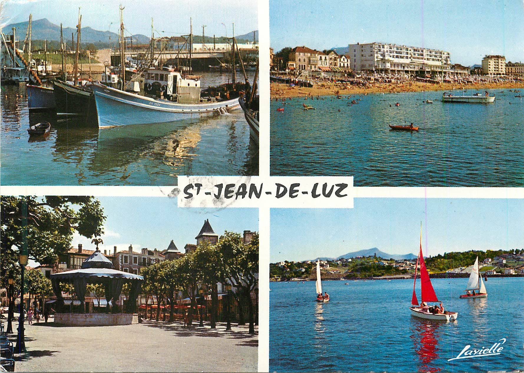 CPM St Jean de Luz Le Port La Plage Place Louis XIV Ciboure Socoa Bateaux de peche
