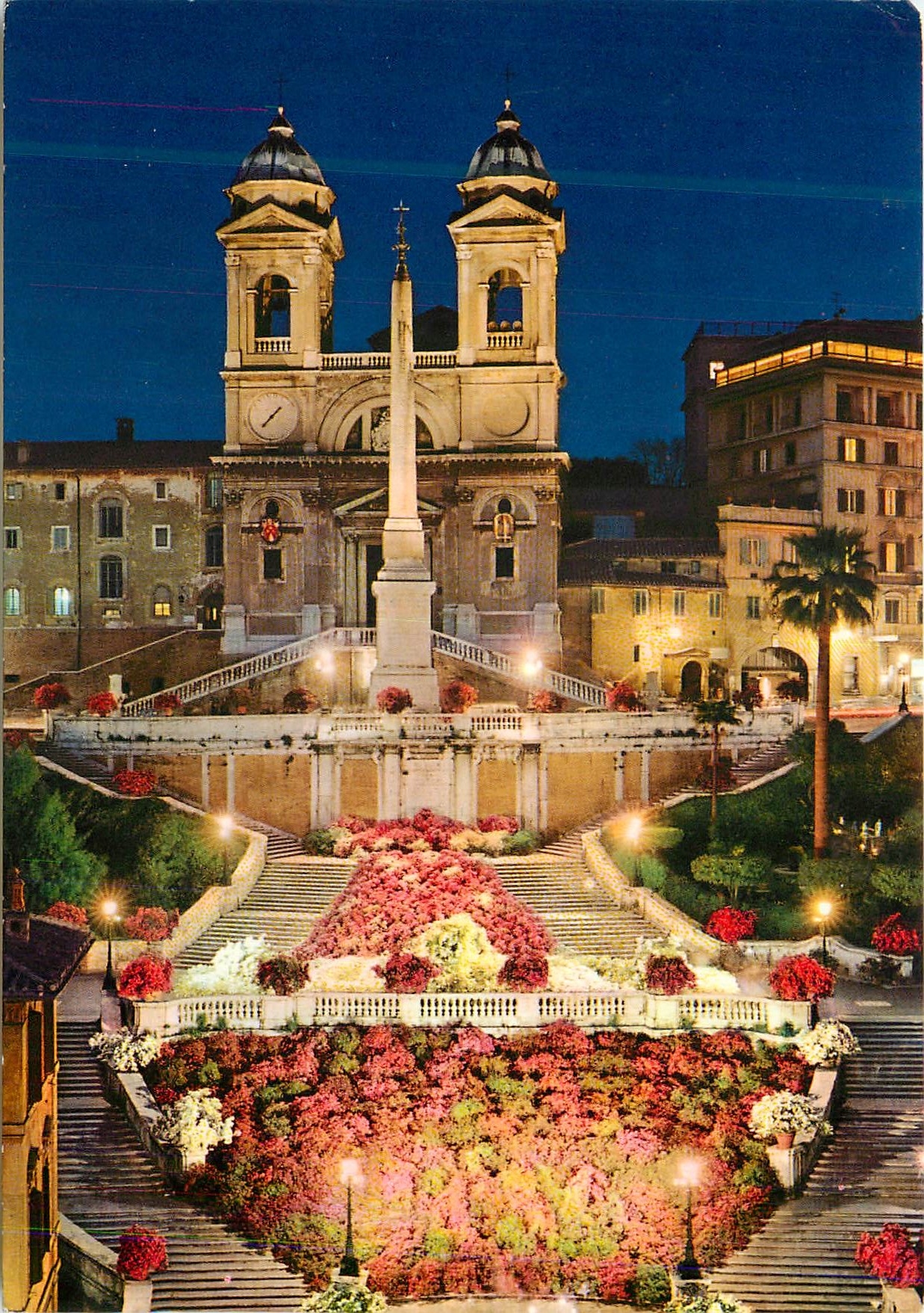 CPM Roma di notte place d espagne et trinite dei monti