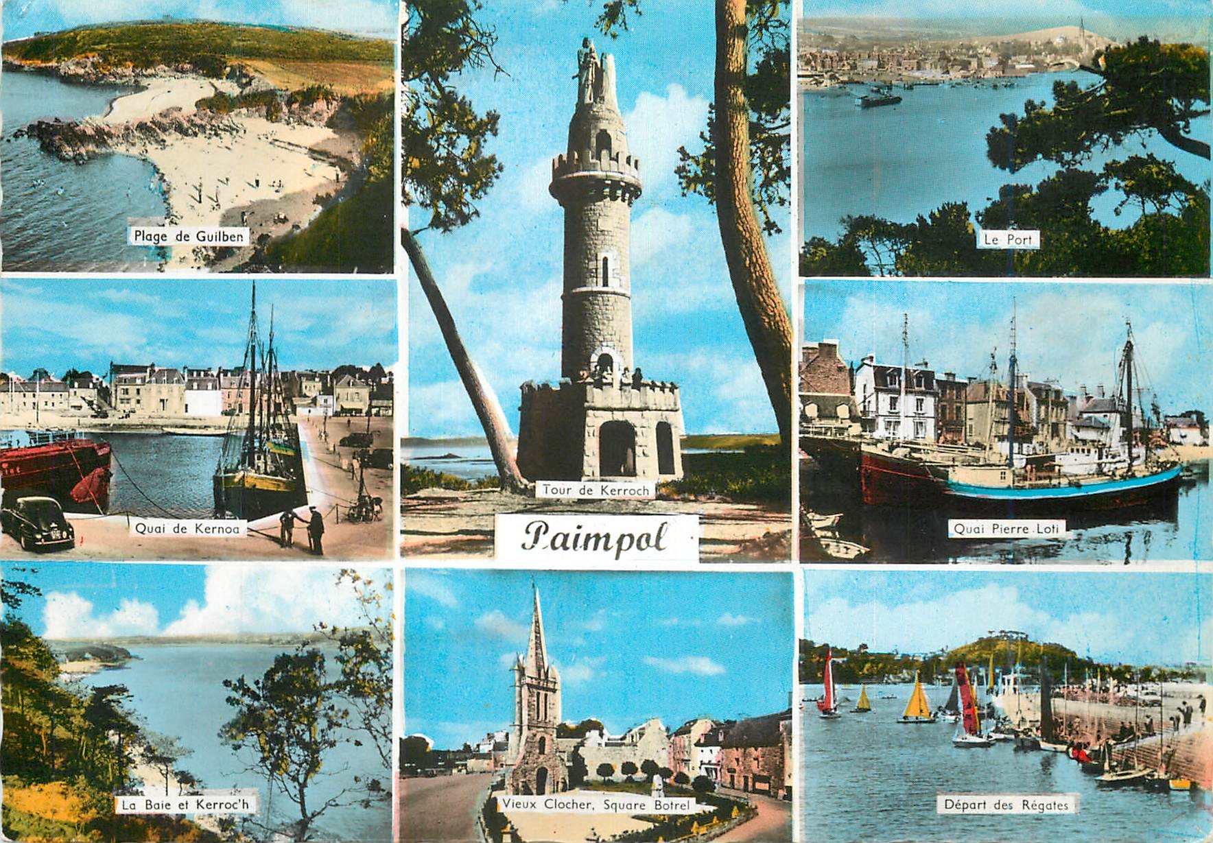 CPM Paimpol Plage de Guilben Le port Quai Pierre Loti Depart des regates Bateaux