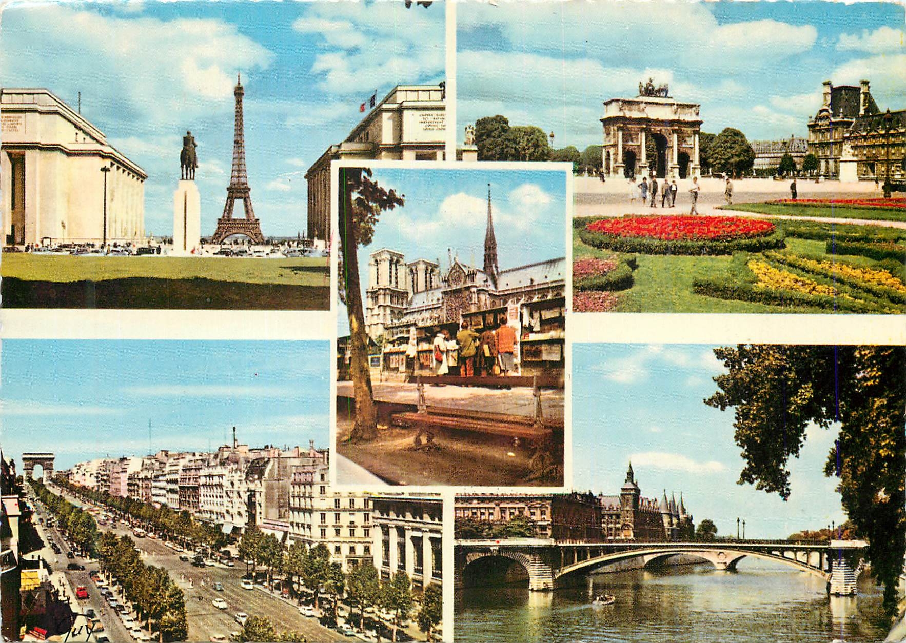 CPM Paris 120 la tour eiffel vue du palais de chaillot l arc de triomphe du carrousel