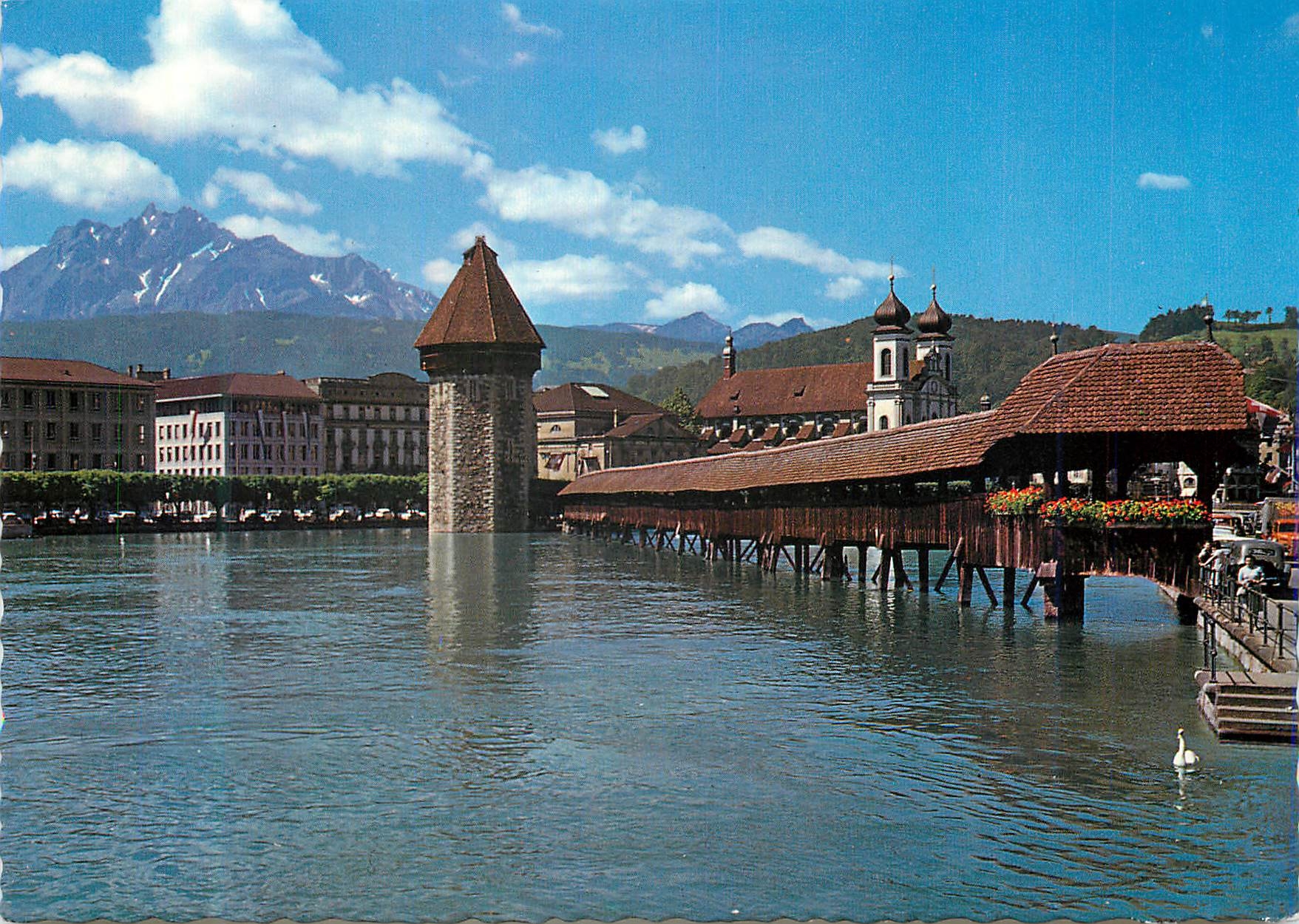 CPM 547 luzern kapellbrucke mit pilatus