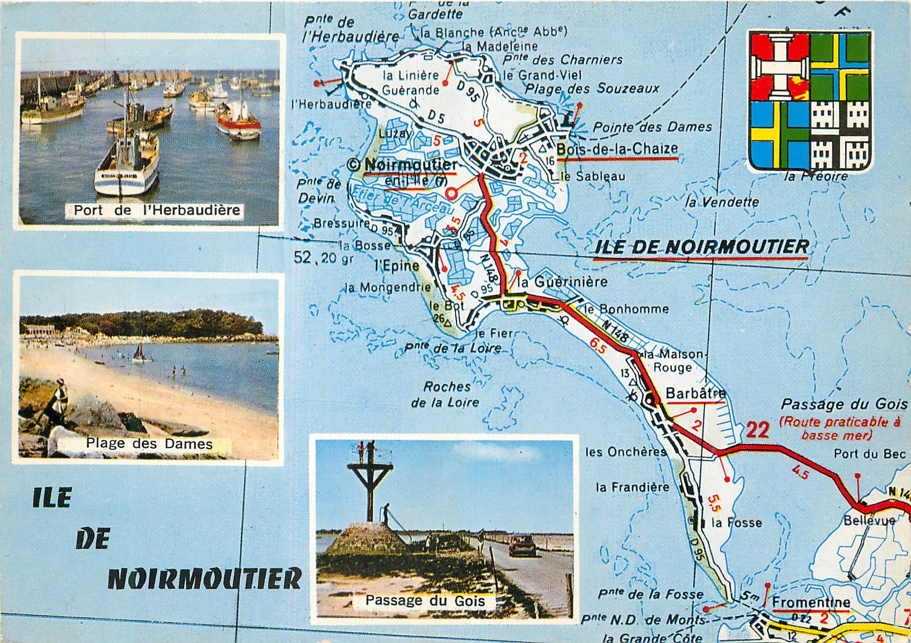 CPM Ile de Noirmoutier Vendee Port de l'Herbaudiere Plage des Dames Passage du Gois