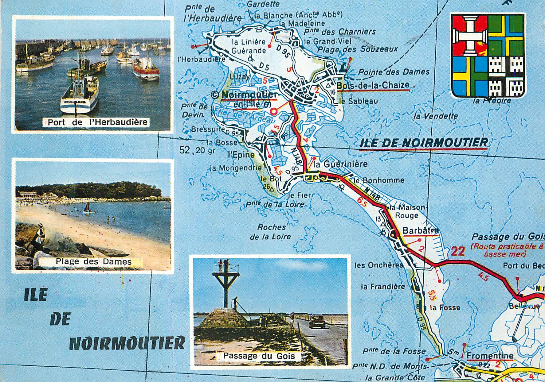 CPM Ile de Noirmoutier Vendee Port de l'Herbaudiere Plage des Dames Passage du Gois