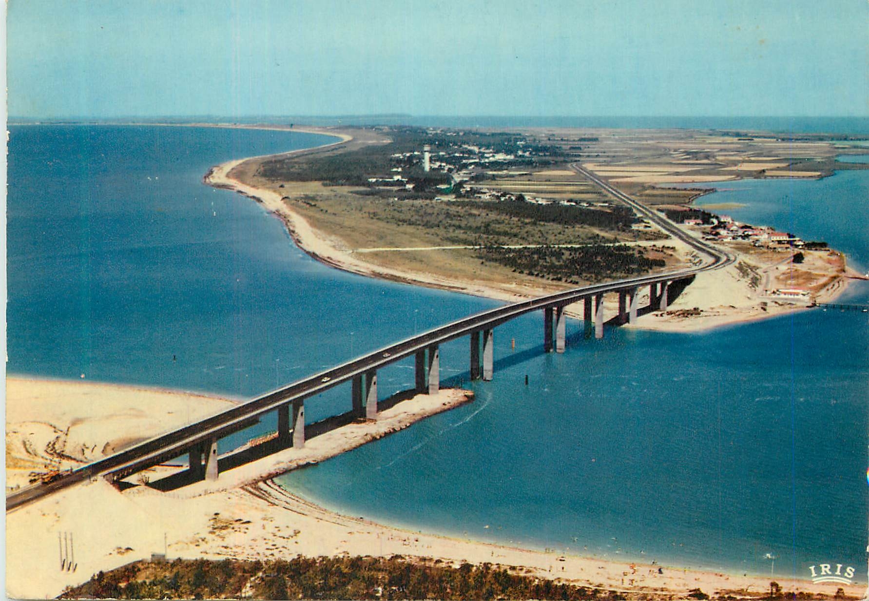 CPM Ile de Noirmoutier Le Pont reliant l Ile au Continent Longueur Largeur Hauteur piles