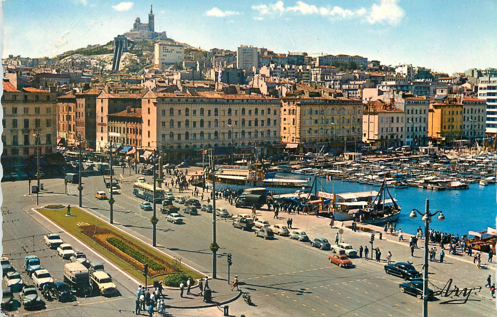 CPM Marseille Quai des Belges et Notre Dame de la Garde