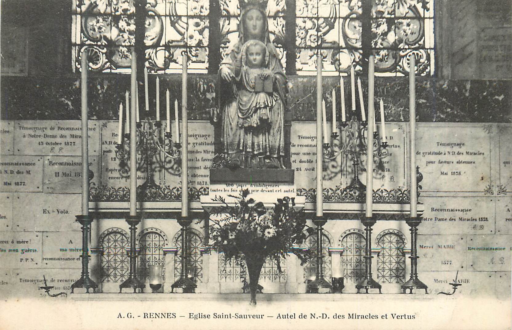 CPA Rennes Eglise Saint Sauveur Autel de N D des Miracles et Vertus