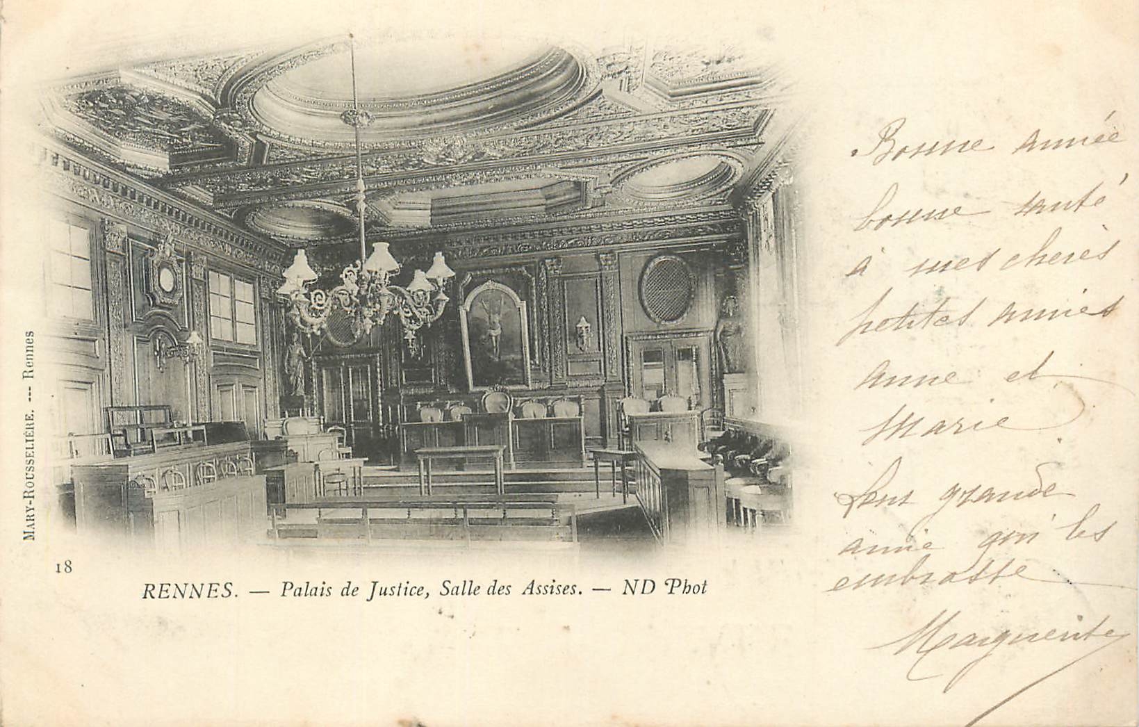 CPA Rennes palais de justice salle des assises n d phot (carte 1900)