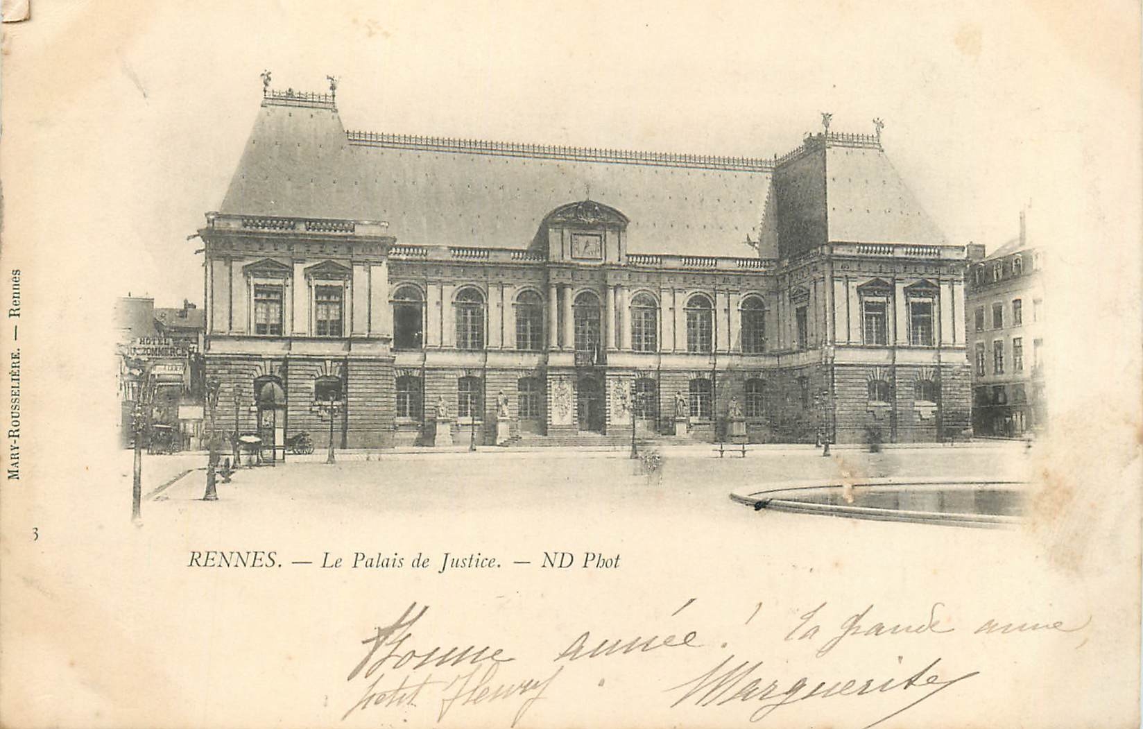 CPA Rennes le palais de justice nd phot (carte 1900)