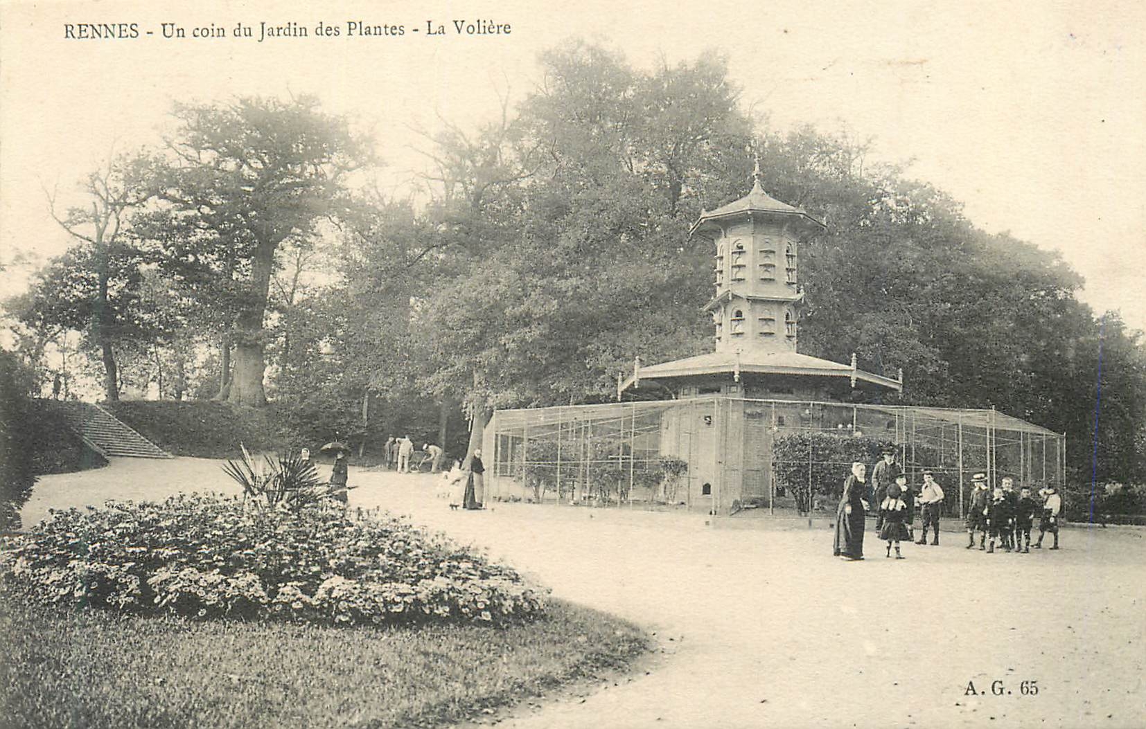 CPA Rennes un coin du jardin des plantes la voliere