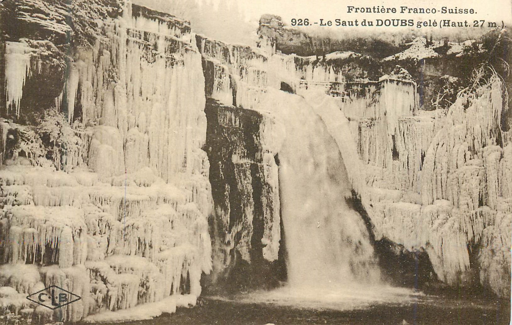 CPA Frontiere franco suisse 926 le saut du doubs gele(haut 27 m)