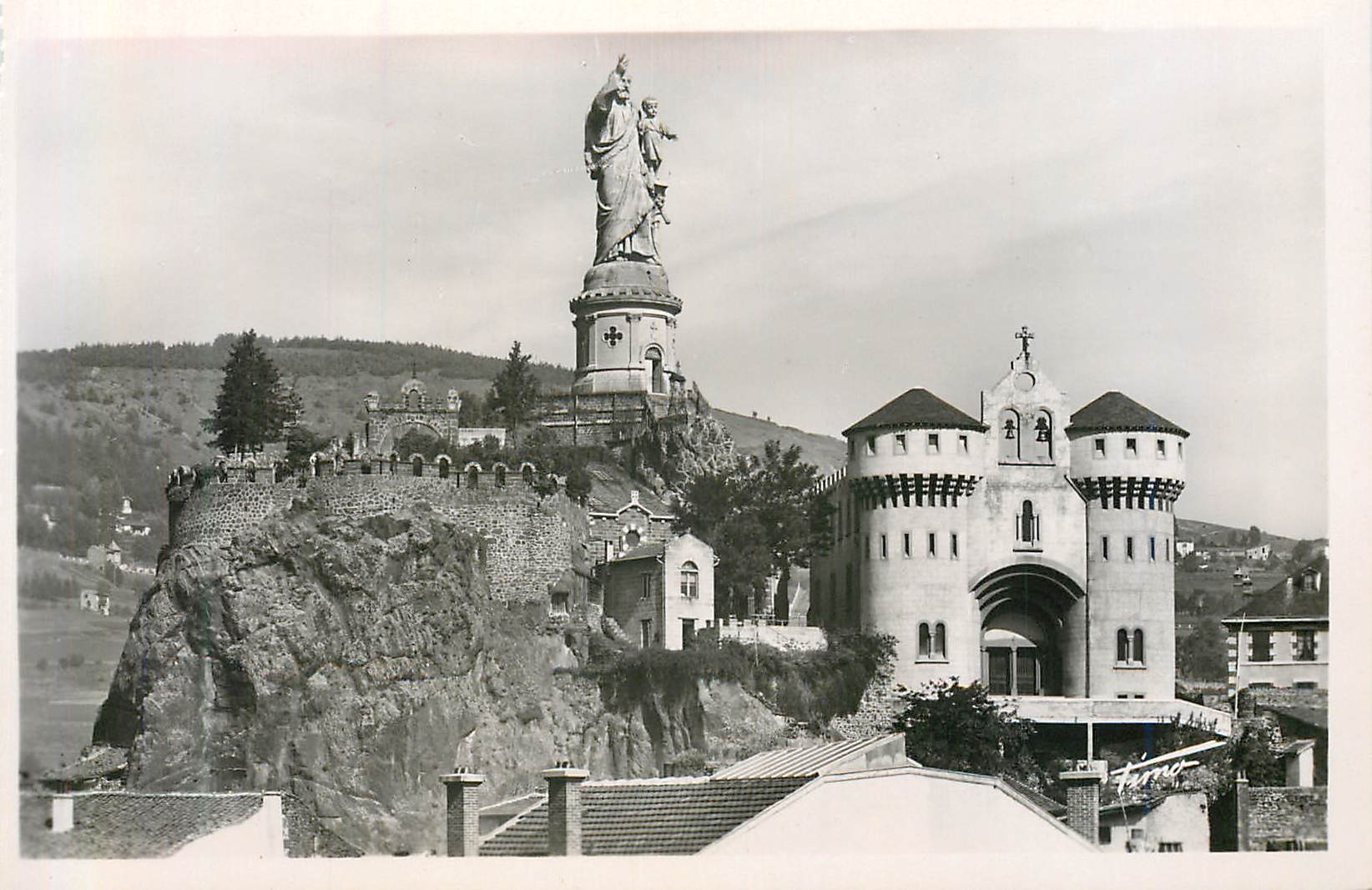 CPM 11 le puy espaly(h l) statue saint joseph et la basilique