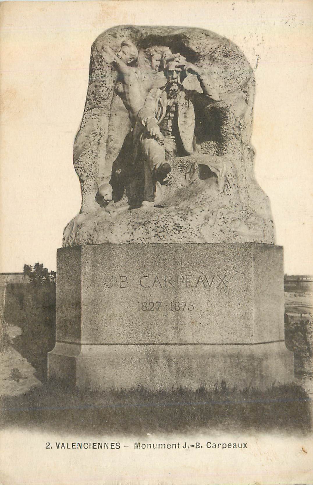 CPA 2 valenciennes monument j b carpeaux