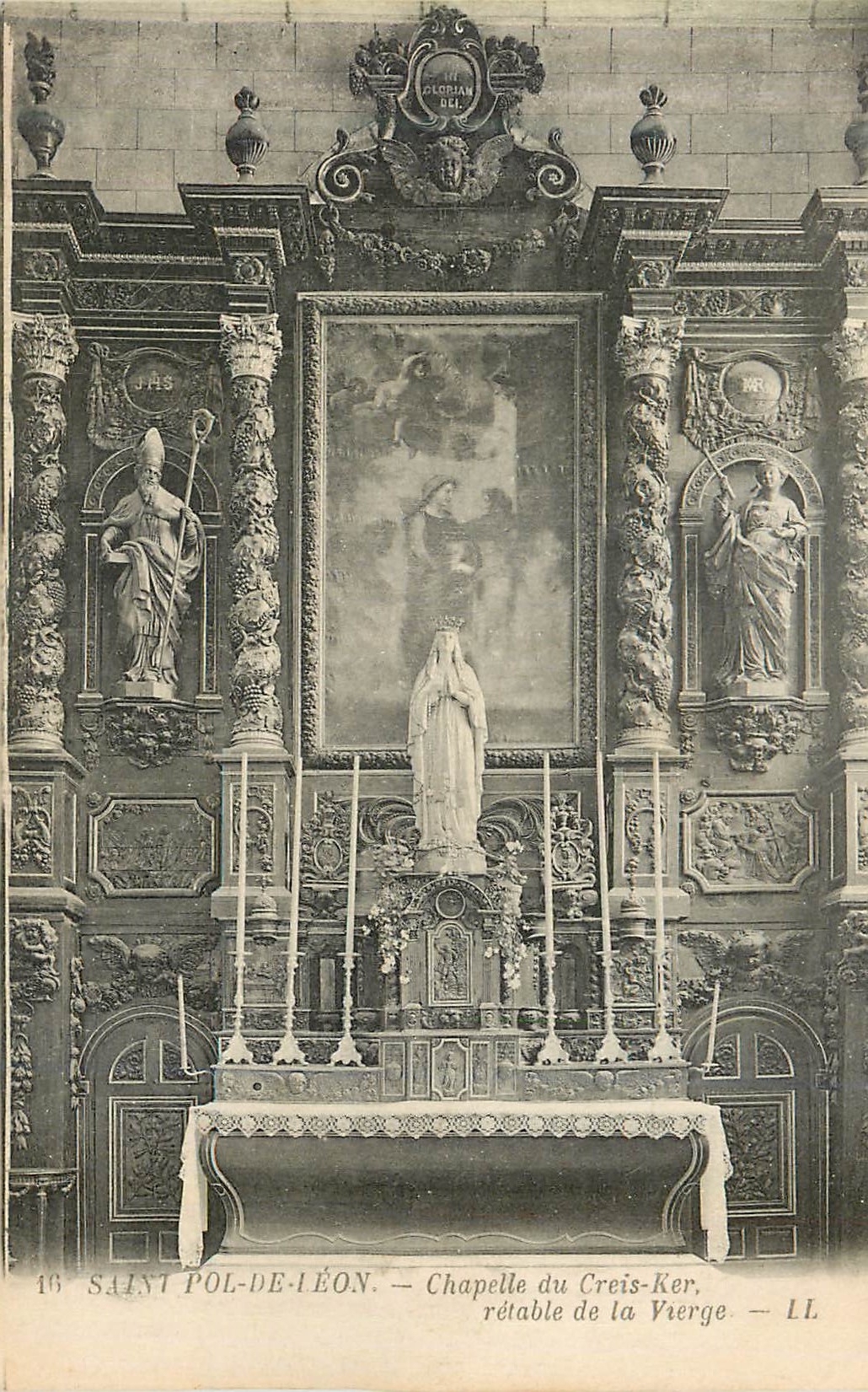 CPA Saint Pol de Leon Chapelle du Creis Ker retable de la Vierge