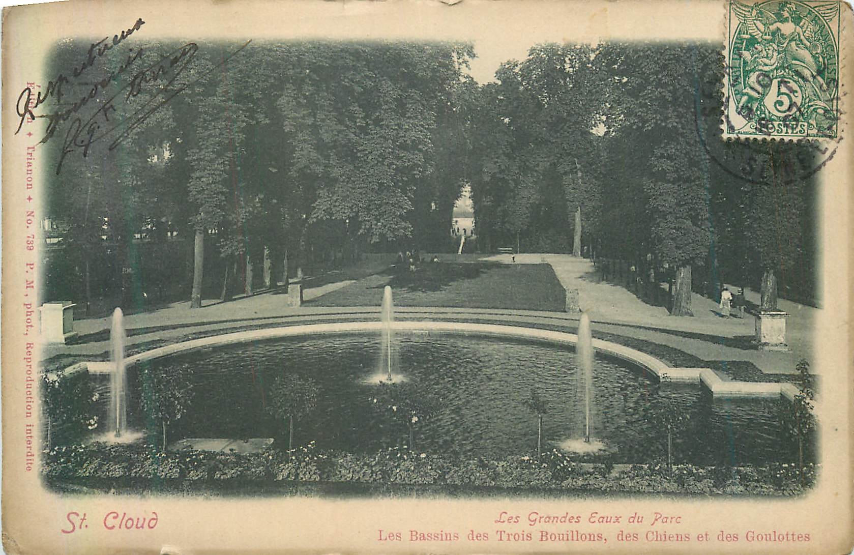 CPA St Cloud Les Grandes Eaux du Parc Les Bassins des Trois Bouillons 