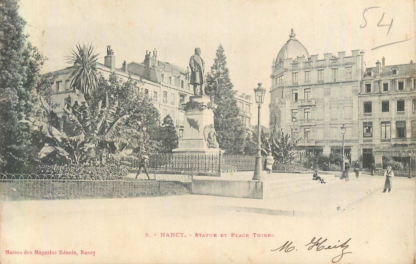 CPA Nancy La Statue et Place Thiers (carte 1900)