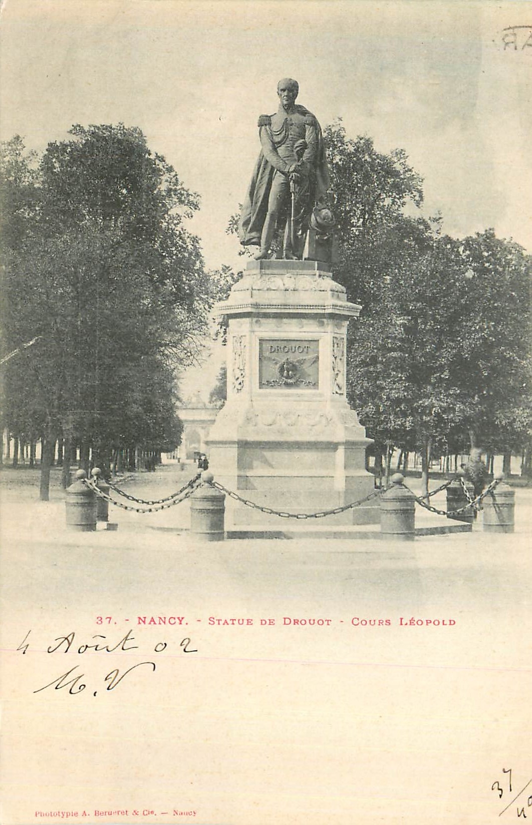 CPA Nancy Statue de Drouot Cours Leopold