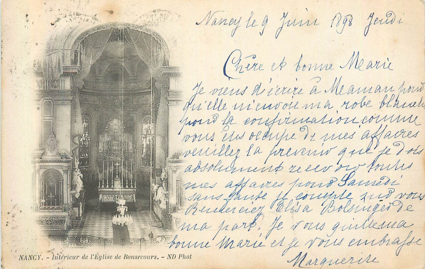 CPA Nancy Interieur de L'Eglise Bonsecours (carte 1900)