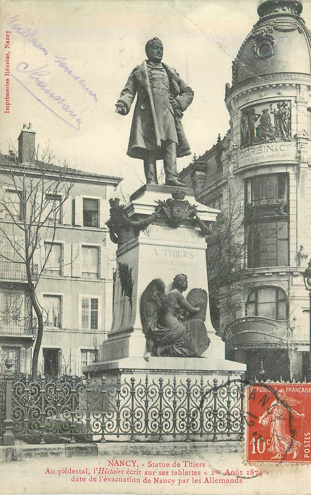CPA Nancy Statue des Thiers