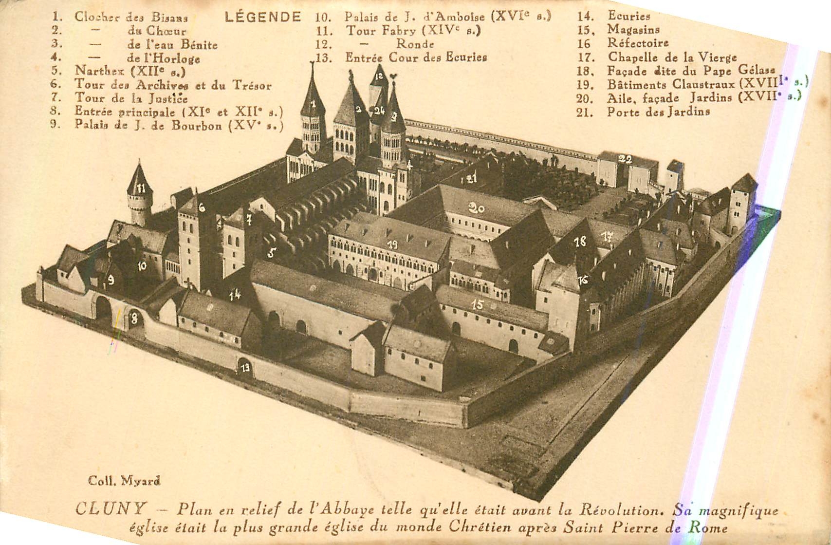 CPA Cluny Plan en Relief de l'Abbaye Telle Qu'elle Etait avant la Renovation
