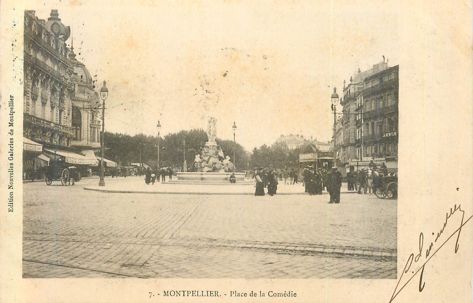 CPA Montpellier Place de la Comedie (carte 1900)
