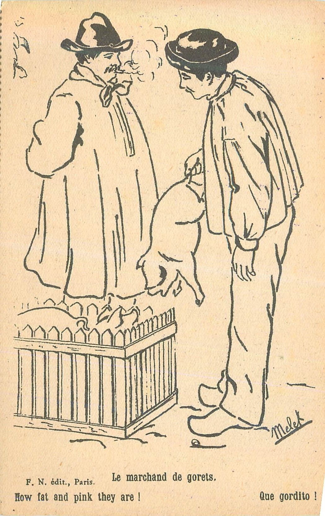 CPA Le Marchand de Gorets How fat and Pink They are Illustrateur Porc Cochon