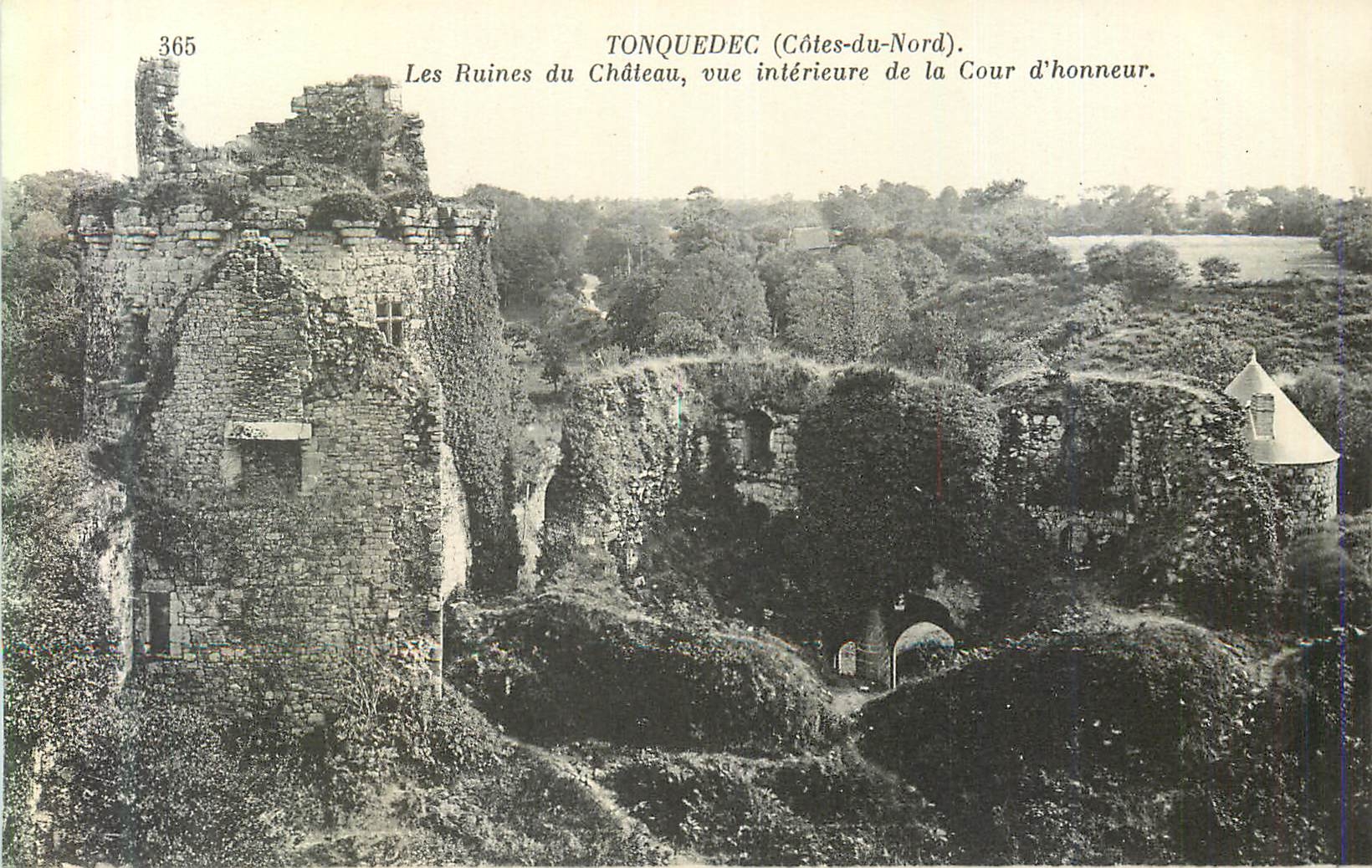 CPA Tonquedec (Cotes du Nord) Les Ruines du Chateau vue Interieure de la Cour d'Honneur