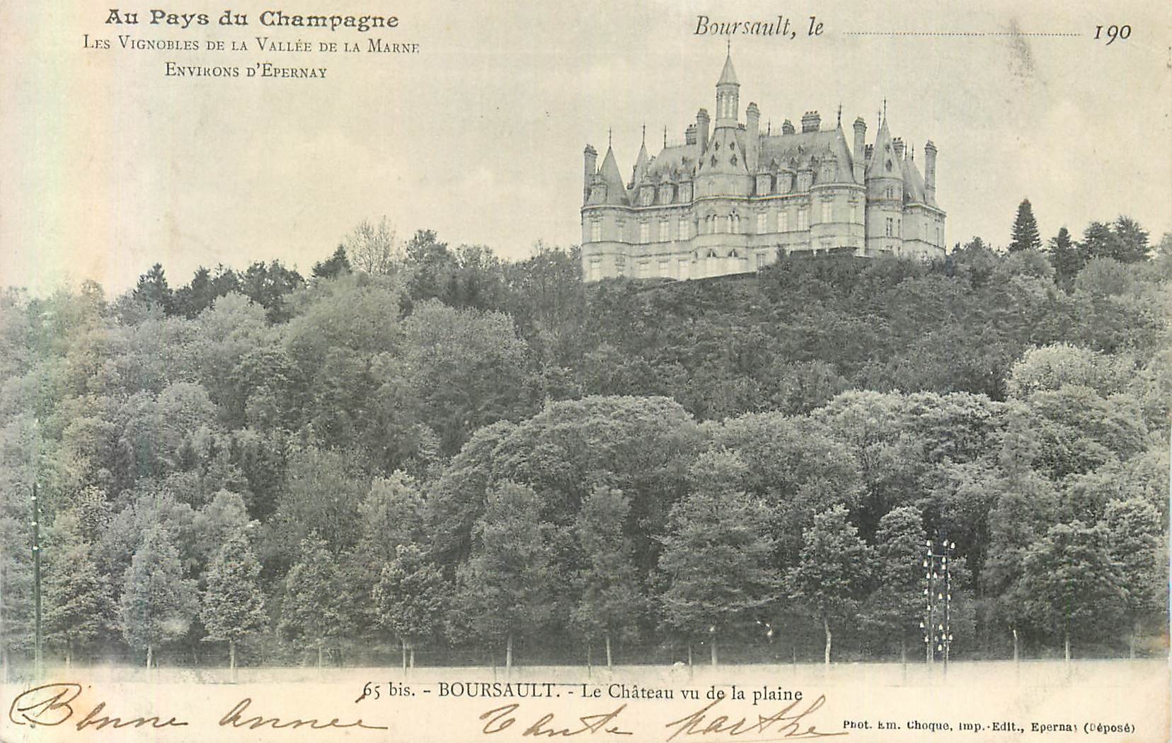 CPA Boursault au Pays du Champagne Environs d'Epernay Le Chateau vu de la Plaine (carte 1900)
