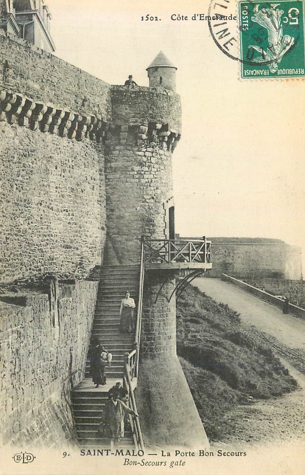 CPA 9 saint malo la porte bon secours bon secours gate