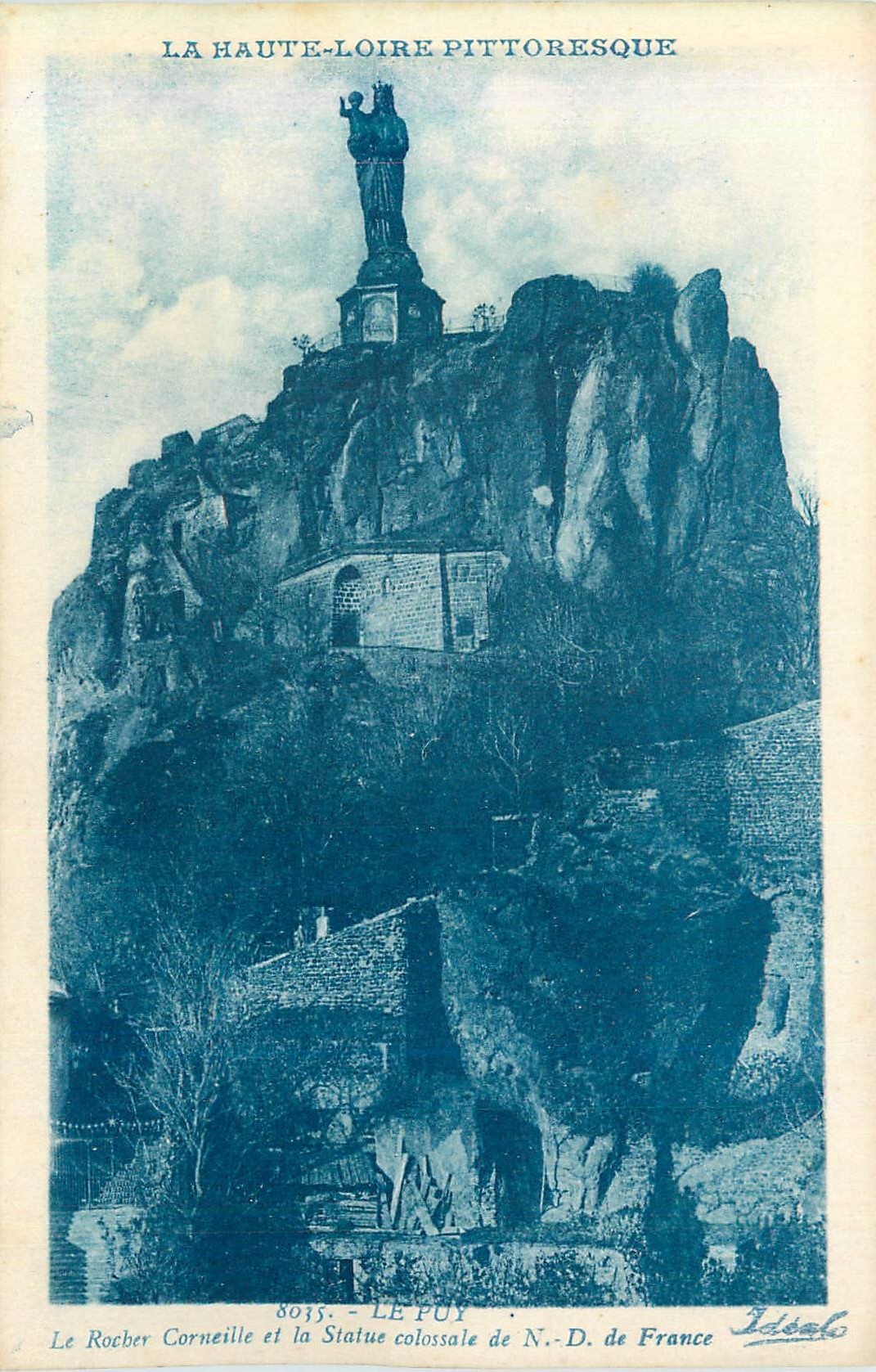 CPA La haute loire pittoresque 8015 le puy le rocher corneille et la statue colossale