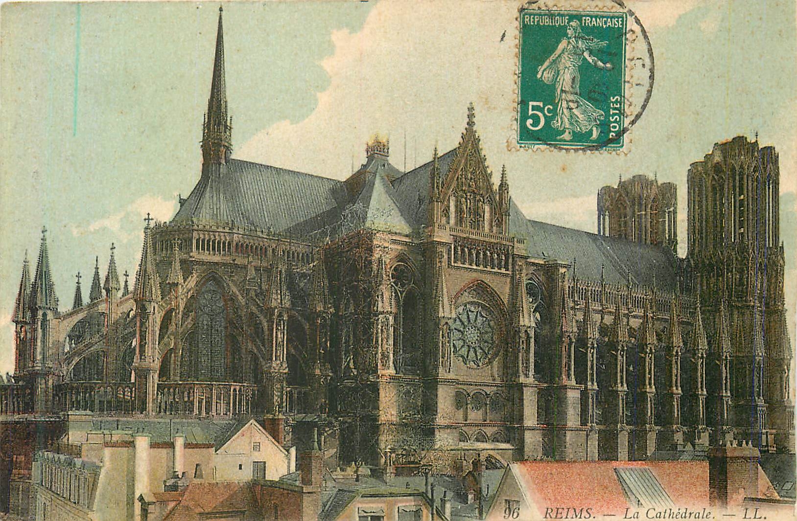 CPA 96 reims la cathedrale