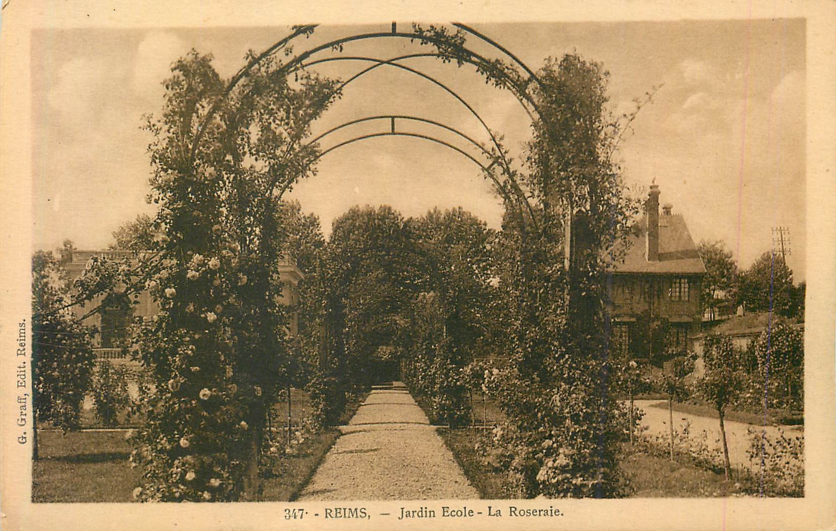 CPA 347 reims jardin ecole la roseraie