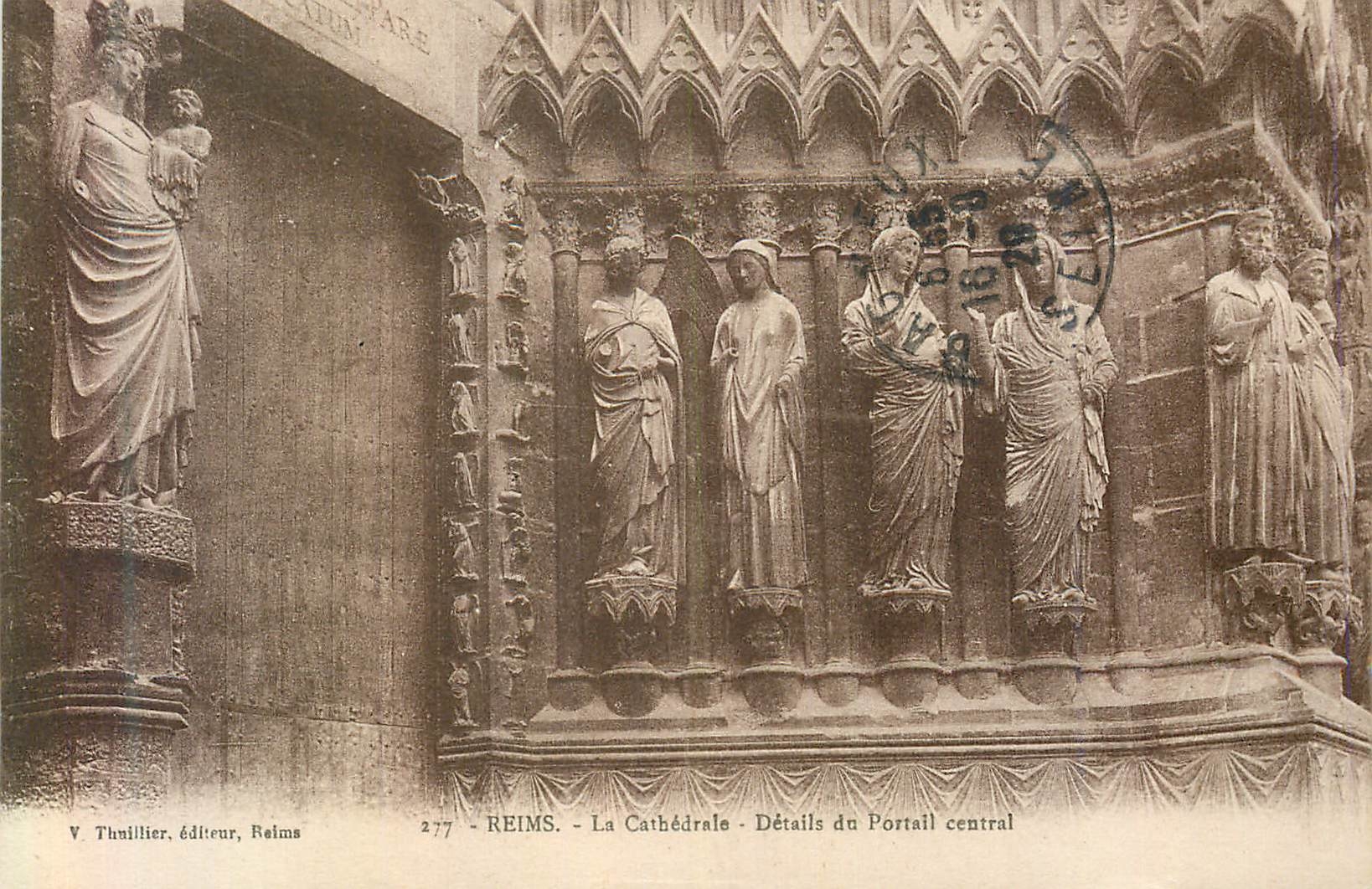CPA 277 reims la cathedrale details du portail central