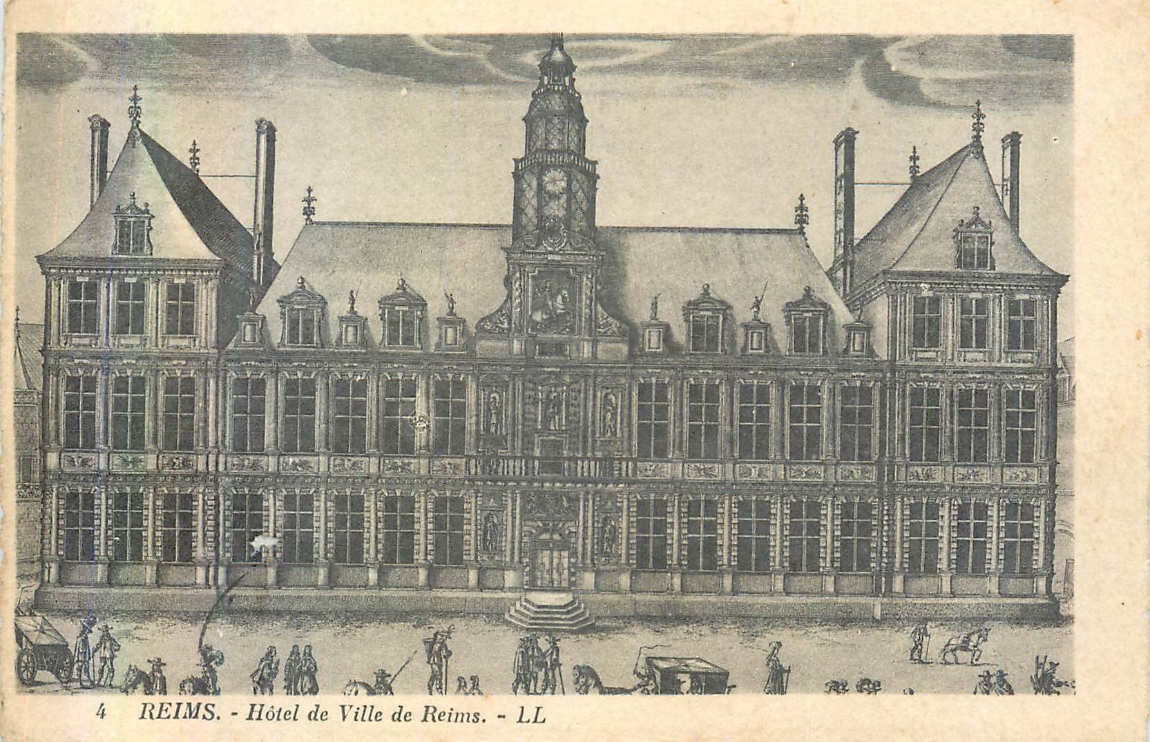 CPA 4 reims hotel de ville de reims