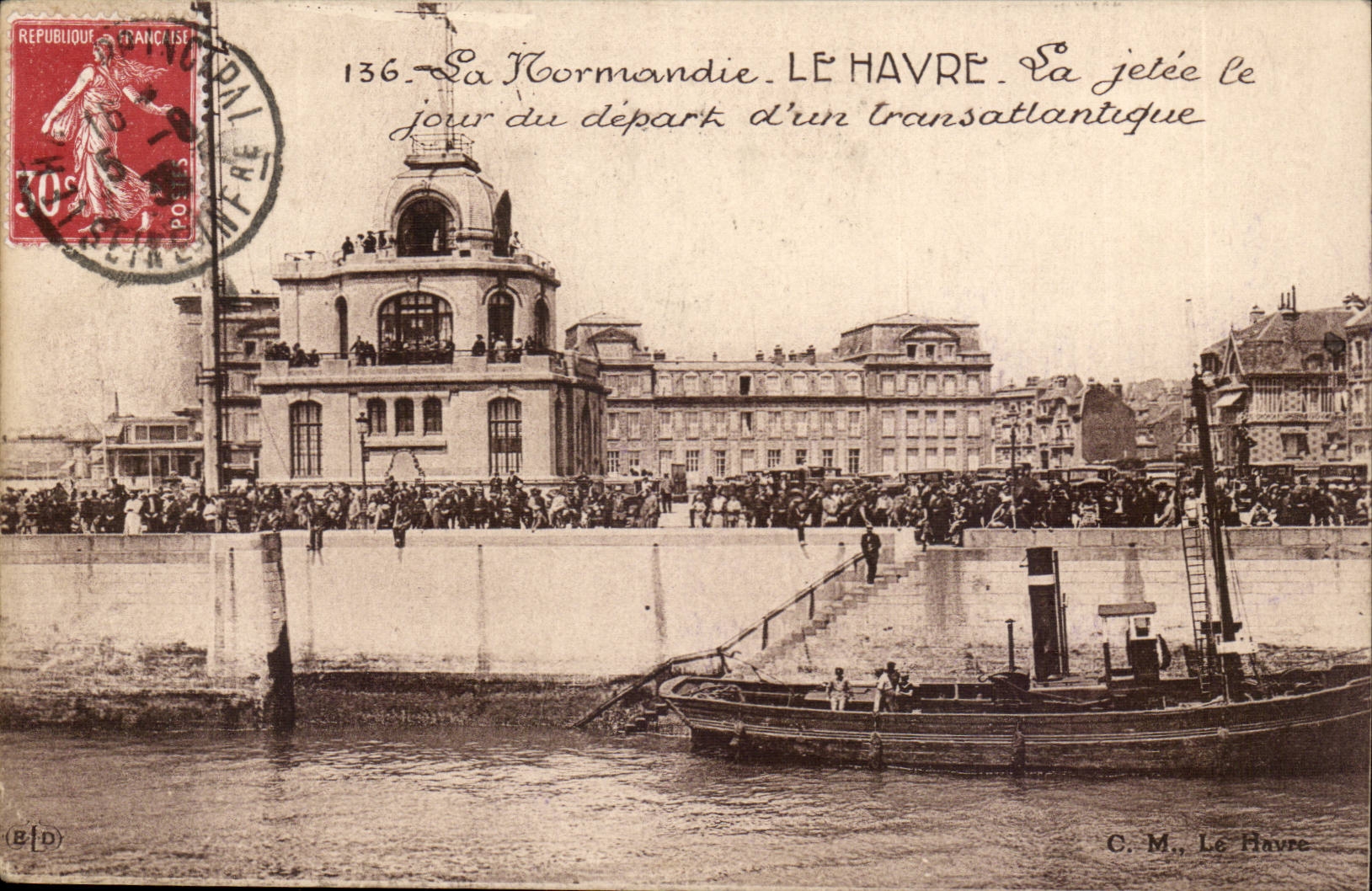 Le Havre CPA the pier the day of the departure of a deck chair